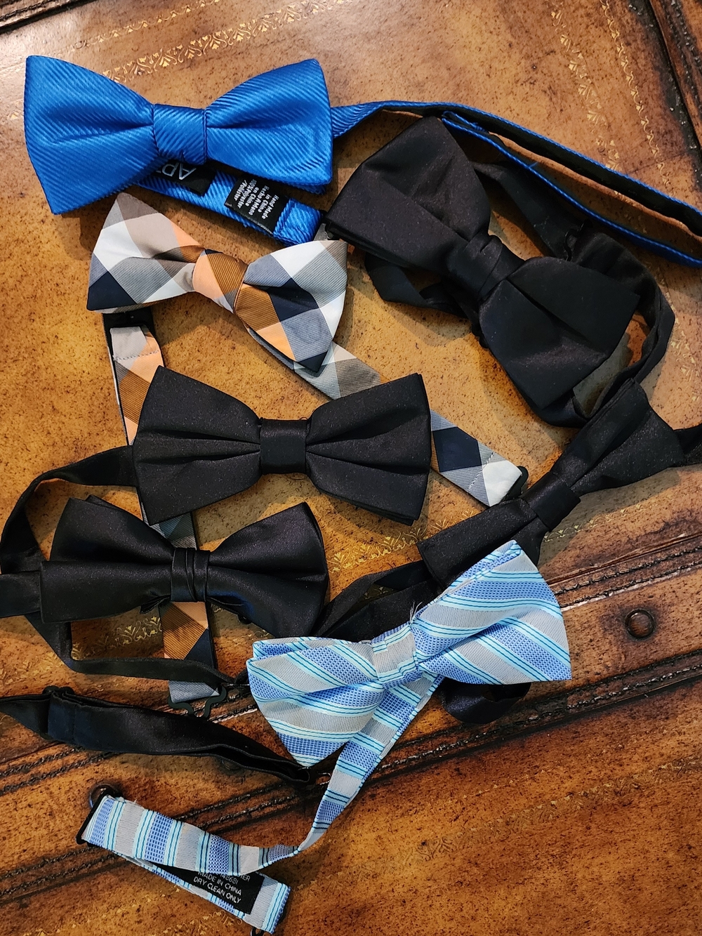 7pc Men's Pre-Tied Bow Tie Lot Chaps Apt. 9 Spring Notion Black Blue Formal